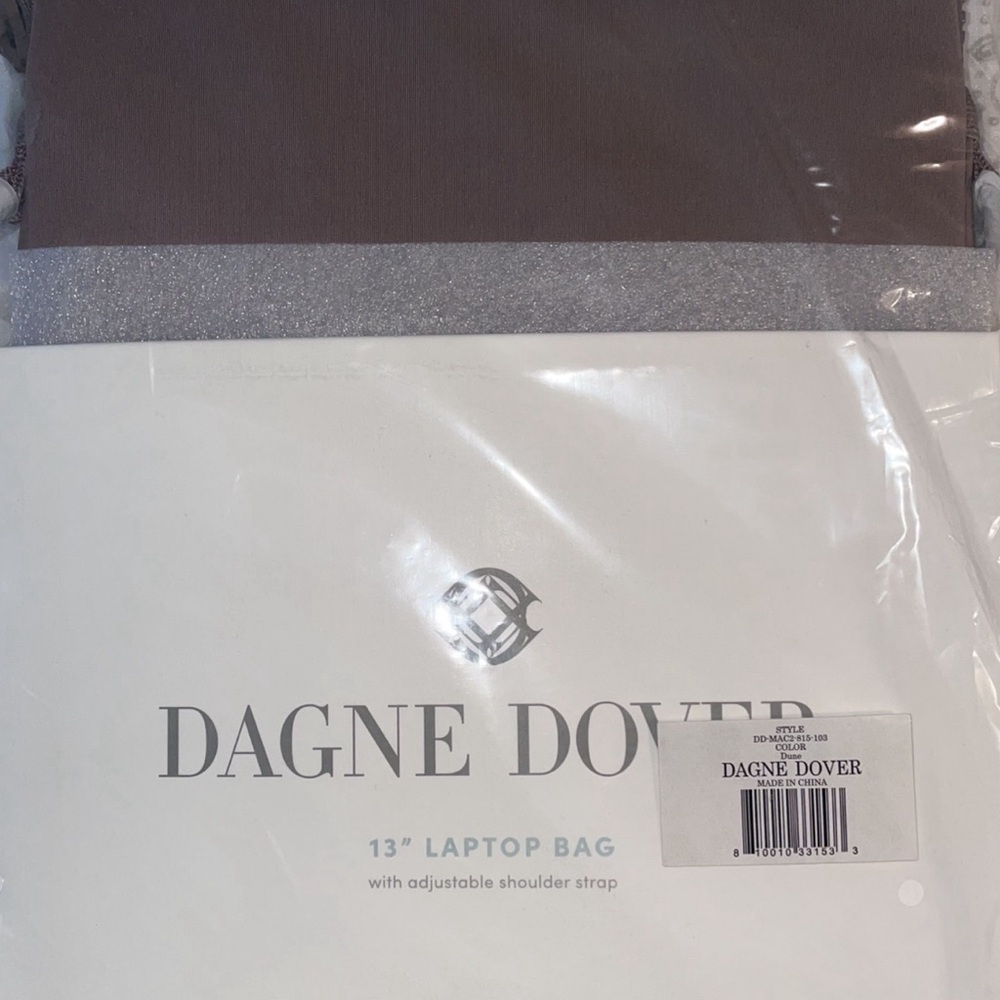 Dagne Dover Laptop Case Crossbody Neoprene Bag in Dune with Strap Dust Bag 13”